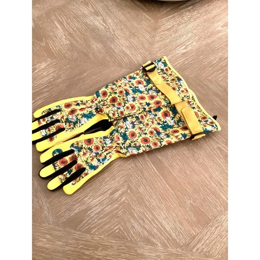 Sunflower Breathable Thorn Proof Leather Gardening /Rose Pruning Gloves Sm NWOT